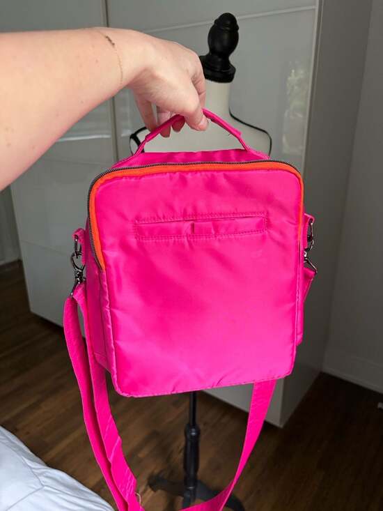 Lug Wrangler Medium Cargo Crossbody Bag in Magenta with Orange Accents - Picture 2 of 8